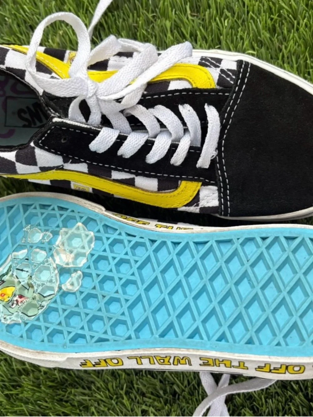 Vans Kids sponge bod Checkerboard Lace-Up Sneakers in Black, White & Yellow